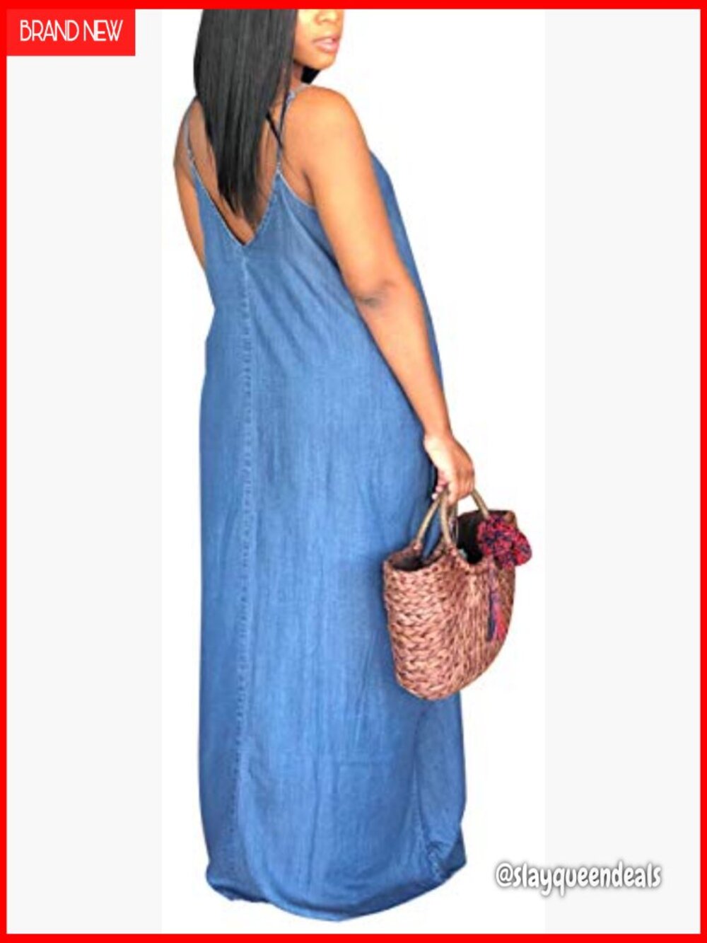 Maxi Dress Spaghetti Strap Pockets Casual Summer Sundress - Picture 2 of 6
